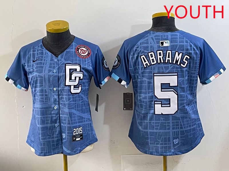 Youth Washington Nationals #5 Abrams Joint Name 2025 Nike MLB Jersey style 4